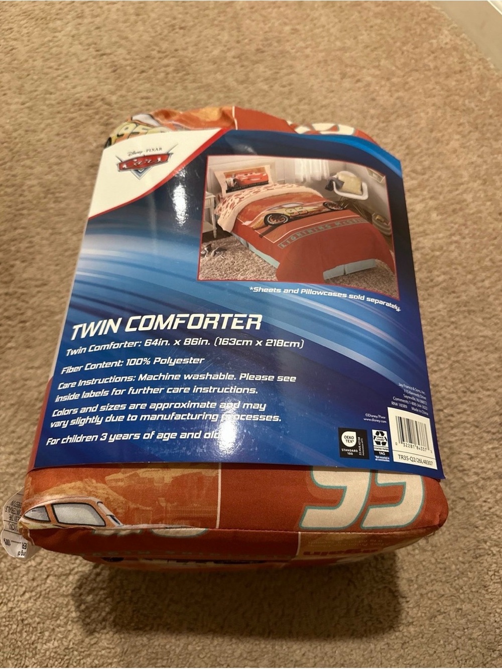 Disney Cars Orange and Blue Twin Comforter